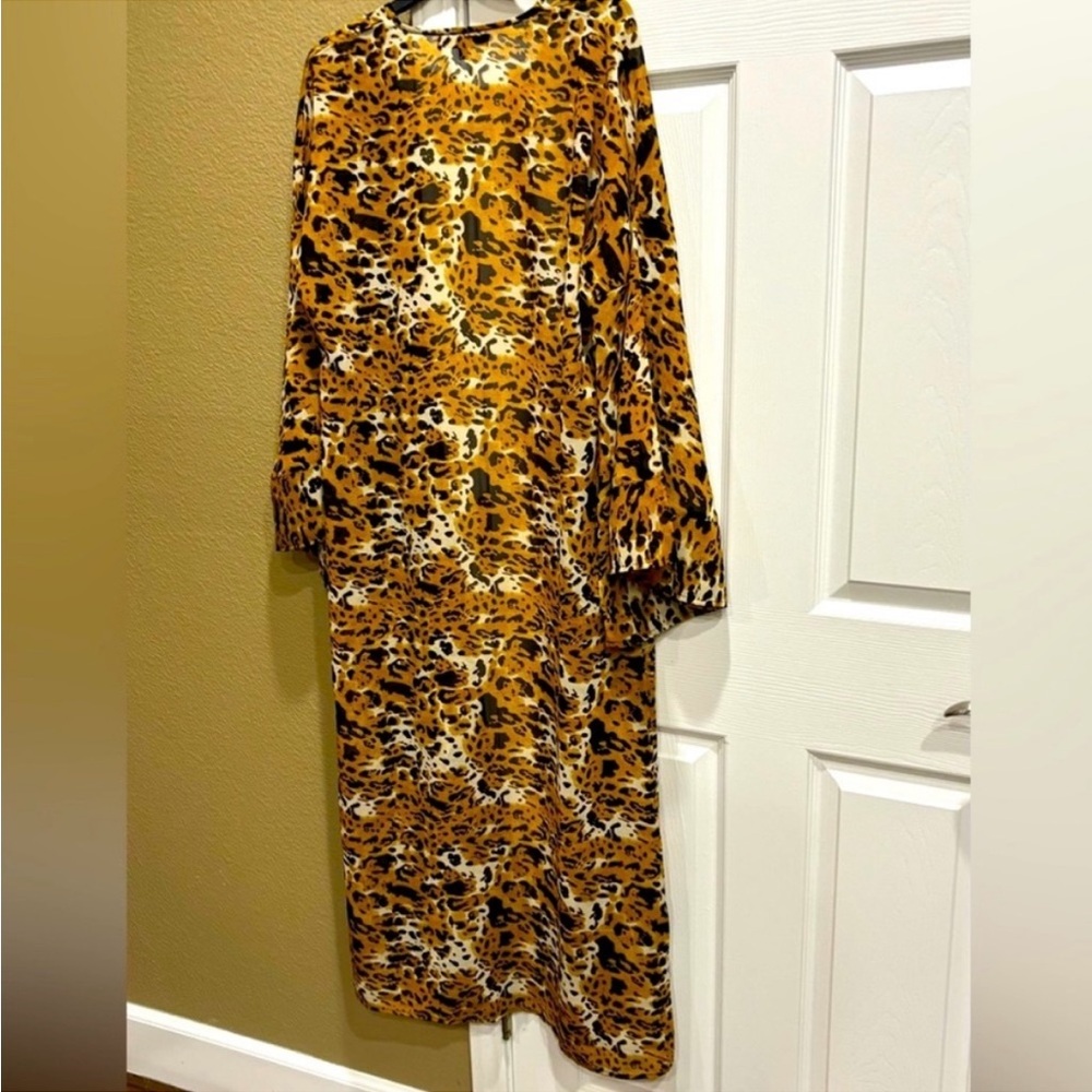 America & beyond woman Leopard print tunic kimono maxi dress cardigan size M - Picture 6 of 7
